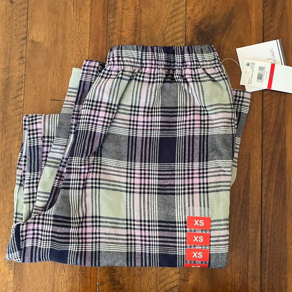 NWT Roudelain Plaid Pajama Lounge Pants in Navy, Pink and Gray